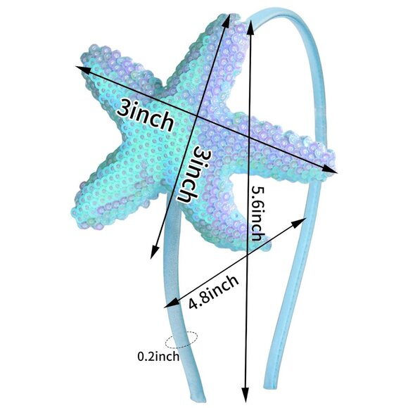 Starfish Headband Summer Hairbands Blue Sequin Star Design Head Wear Gifts for W - Picture 3 of 7